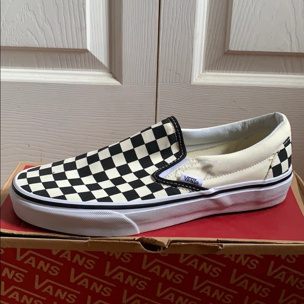 Vans Checkerboard Slip-On Sneakers in Black and White - Picture 4 of 8